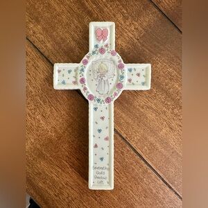 Precious Moments "Celebrating God's Precious Gift" porcelain cross